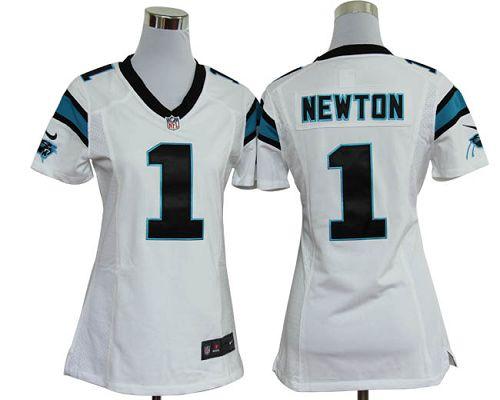 Nike Womens NFL Carolina Panthers 1 Auburn Cam Newton White Game Jerseys